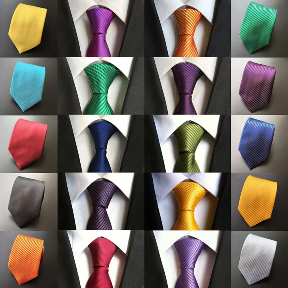 

Men Formal Solid Color Striped 8cm Wide High Quality Business Necktie Tie BWTHZ0012