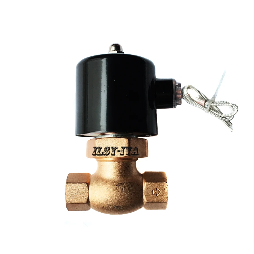 2L/US series two way brass DN15 Steam solenoid valve,DC24V piston-type high-temperature high-pressure steam solenoid valve