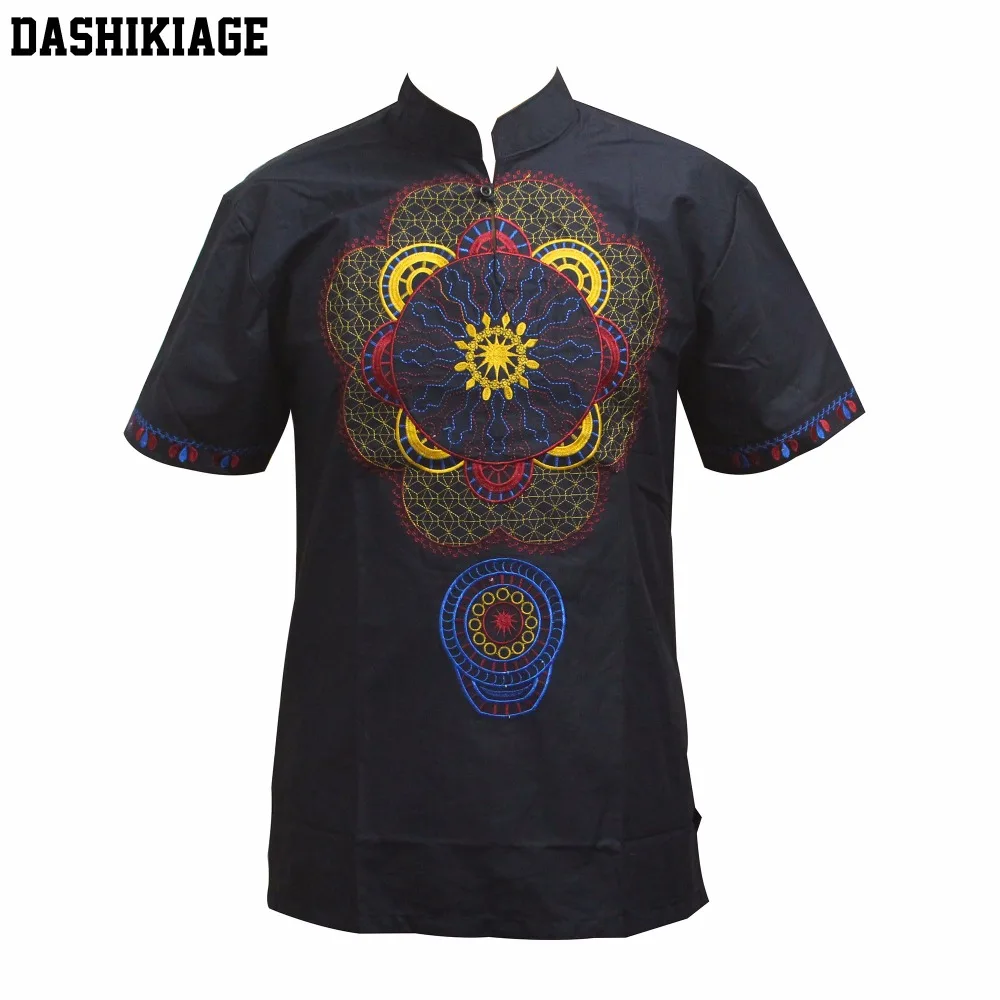 Dashikiage Big Flower Men Shirt African Hippie Vintage Fancy Haute Tribal Blouse Dashiki Embroidered Nigerian Native Ankara Top