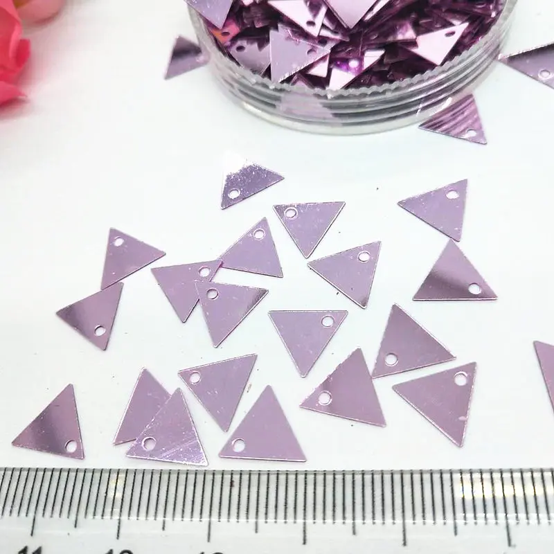 LNHOME 50g 9mm Triangular Shape Loose Flat Sequins For Crafts Small Sequins Sewing Spangle Accessories Pink Lila