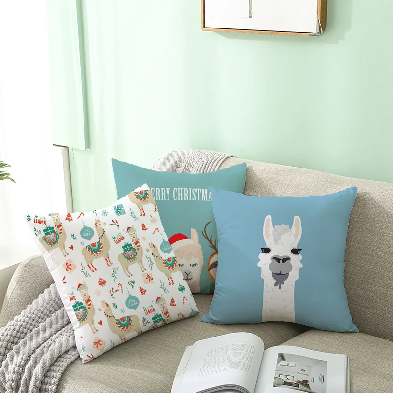 Cute Cartoon Alpaca Cushion Cover Creative Alpaca Decorative Pillowcase Alpaca Throw Pillow Case Case For Sofa Cushion Cover