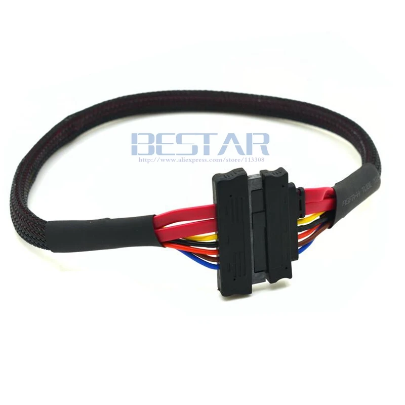 SFF-8482 SAS Hard Disk drive Kabel Ekstensi Laki-laki Untuk Kabel 29Pin SAS SFF-8482 Perempuan 0.5 m 50 cm