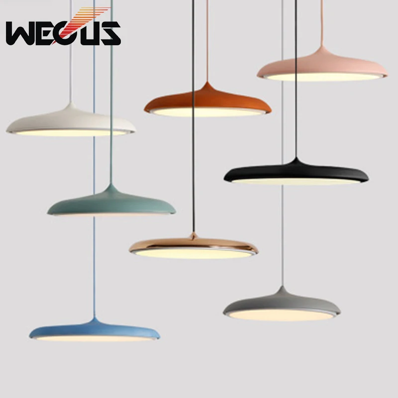 Nordic Decorative Art UFO Pendant Lights Creative Macaron Concise Acrylic Hanging Lamps for Restaurant Cafe Hotel Bedroom