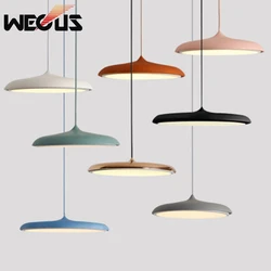 Nordic Decorative Art UFO Pendant Lights Creative Macaron Concise Acrylic Hanging Lamps for Restaurant Cafe Hotel Bedroom