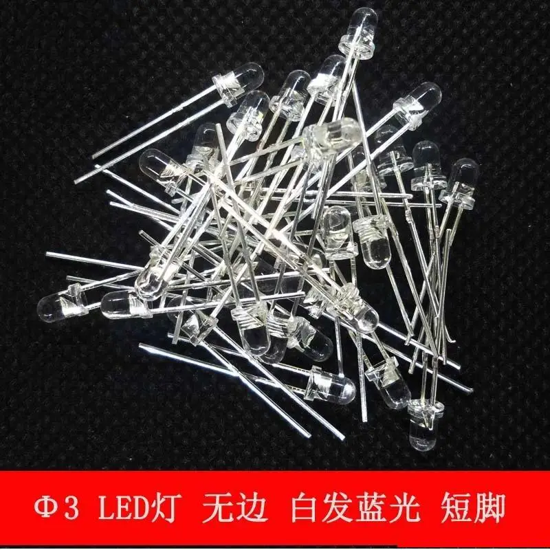 

1000pcs/lot 3MM LED Lamp super bright white hair and blue light-emitting diode endless short legs