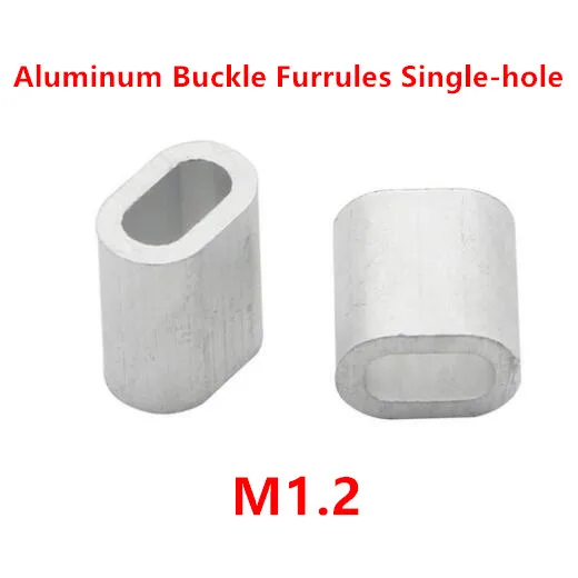 1000pcs 1.2mm Aluminum Buckle Furrules Crimping Sleeve Oval Clip Singlle-hole ellipse Wire Rope Clamp Rigging Hardware