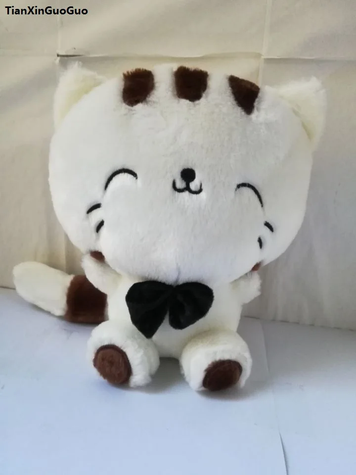 lovely bowtie cat plush toy about 28cm white kitty soft doll birthday gift b2891