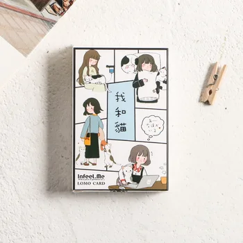 Lomoの猫と英語のカードのセット,ミニポストカード,グリーティングメッセージ,誕生日の手紙,封筒へのギフトカード,28枚