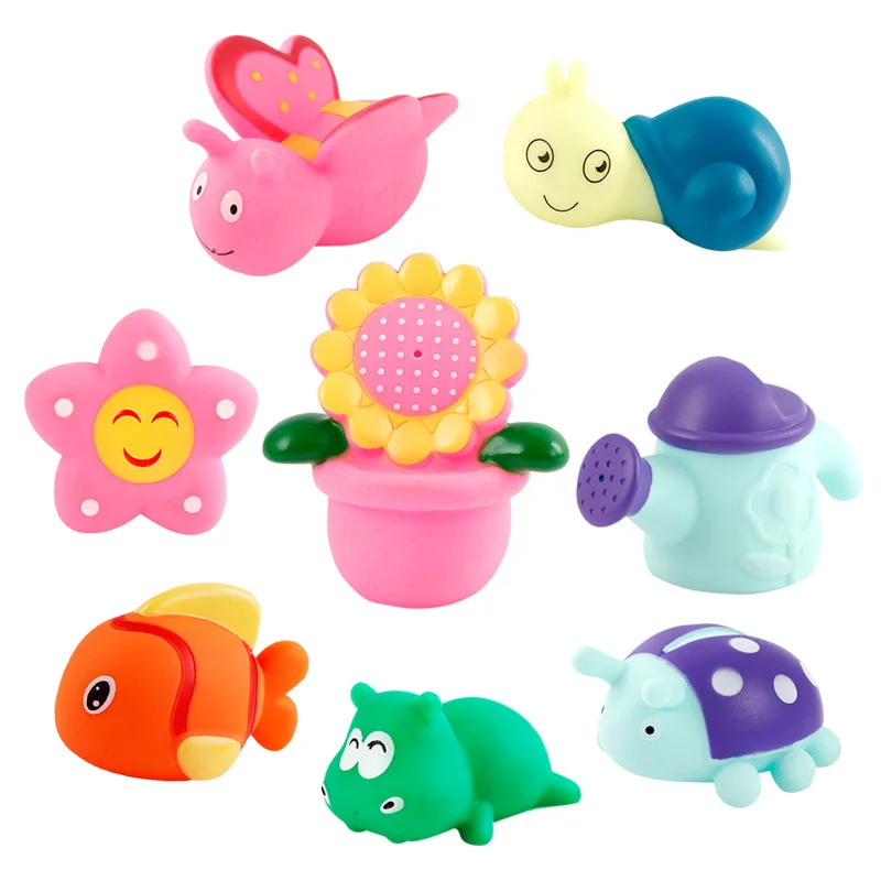 Juguetes de baño para bebés, juguetes flotantes de goma suave para amasar, rociar agua, juguetes de juegos de agua para niños, juguetes de agua para jardín de tráfico de animales, regalo