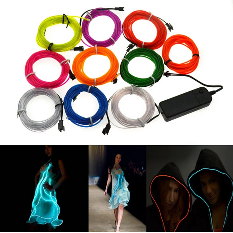 

2m 5m LED lamp Neon Light Dance Party Decor Light Neon Flexible EL Wire Rope Tube Waterproof LED Strip Dance Light Car Stylin