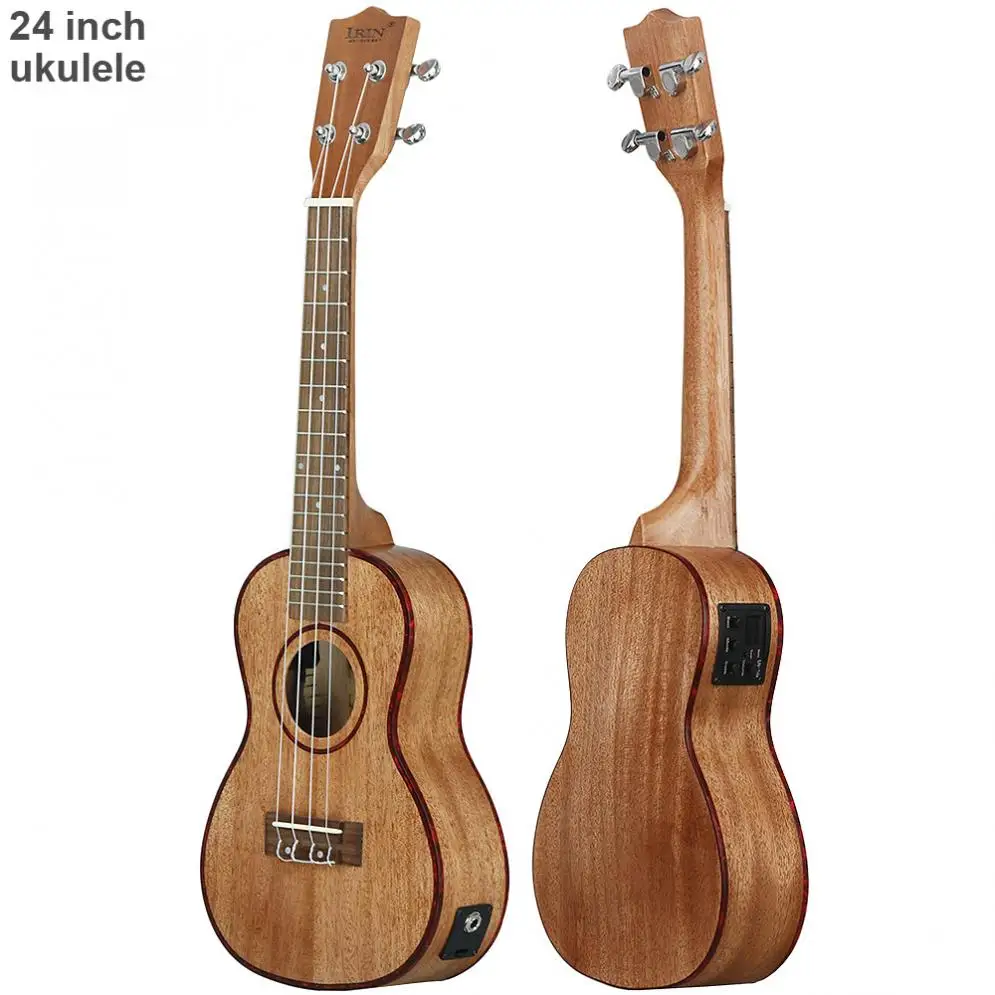 24 Inch  Electroacoustic Ukulele Abalone Shell Edge 18 Fret Four Strings Hawaii Guitar with Built-in EQ Pickup