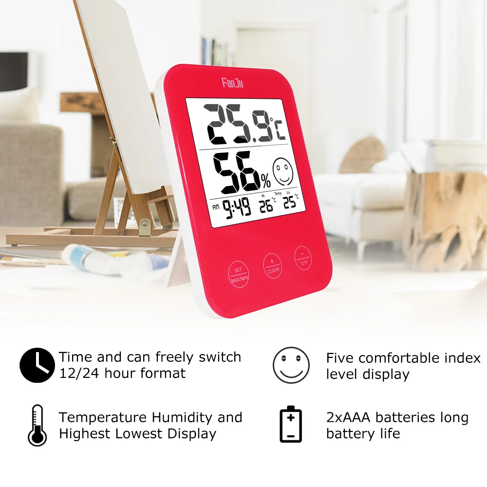 Digital Thermometer Wall Clock Temperature Humidity Comfort Expression Electronic Watch Table Desk Clocks Home Modern Design