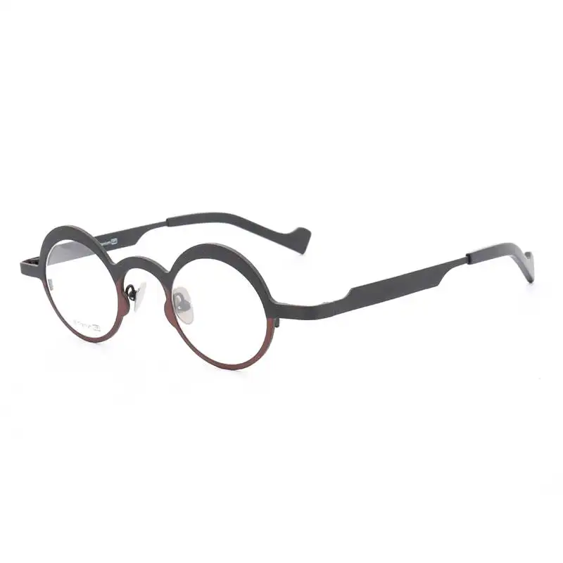 Retro Women Round Eyeglass Frame Men Optical Glasses Frames Pure Titanium Fashion Metal Light Prescription Spectacles Gold Red