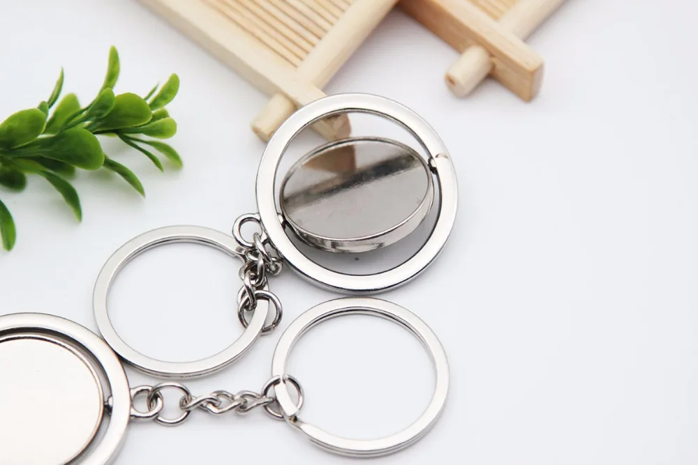 5pcs 27mm Silver Plated Round Blank 360 Rotating Key Chain Key Ring For DIY  Jewelry Finding