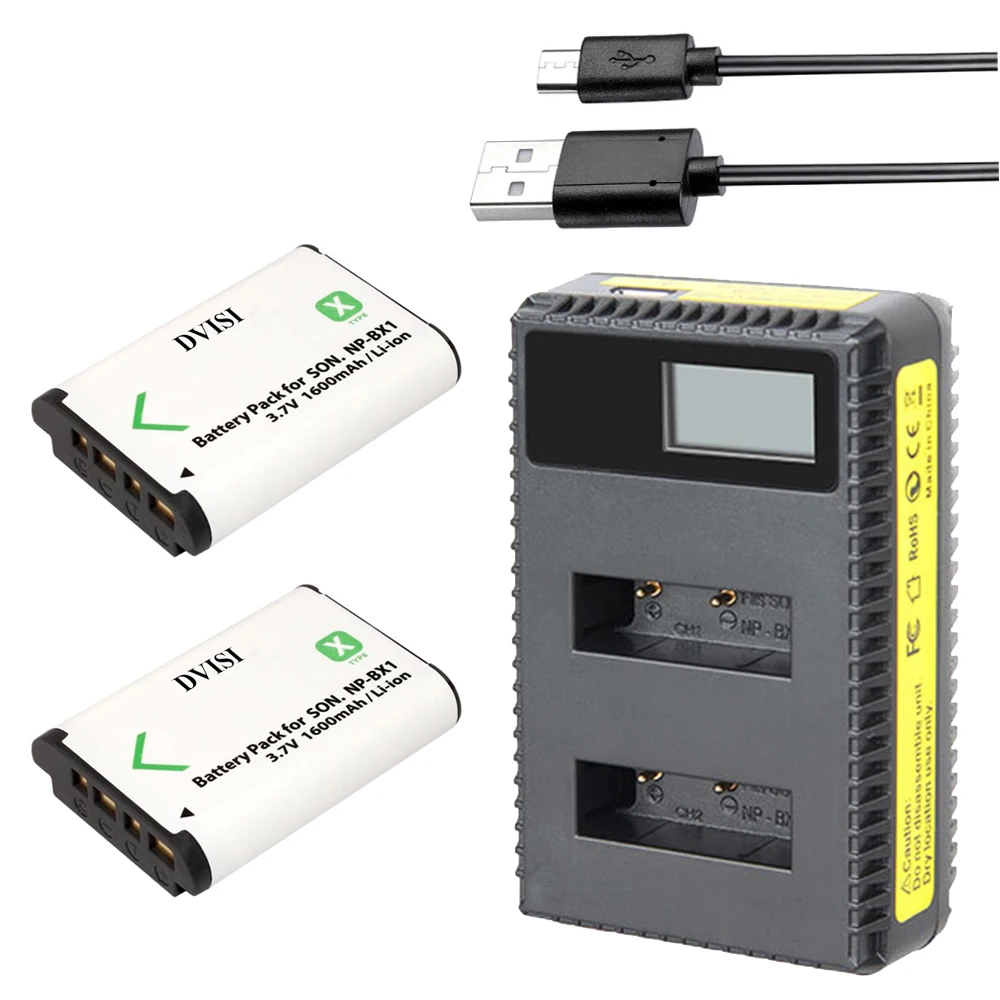 2 Chiếc DVISI NP-BX1 NP BX1 Pin + Màn Hình LCD Dual USB Sạc Cho Sony DSC RX1 RX100 AS100V M3 m2 HX300 HX400 HX50 HX60 GWP88