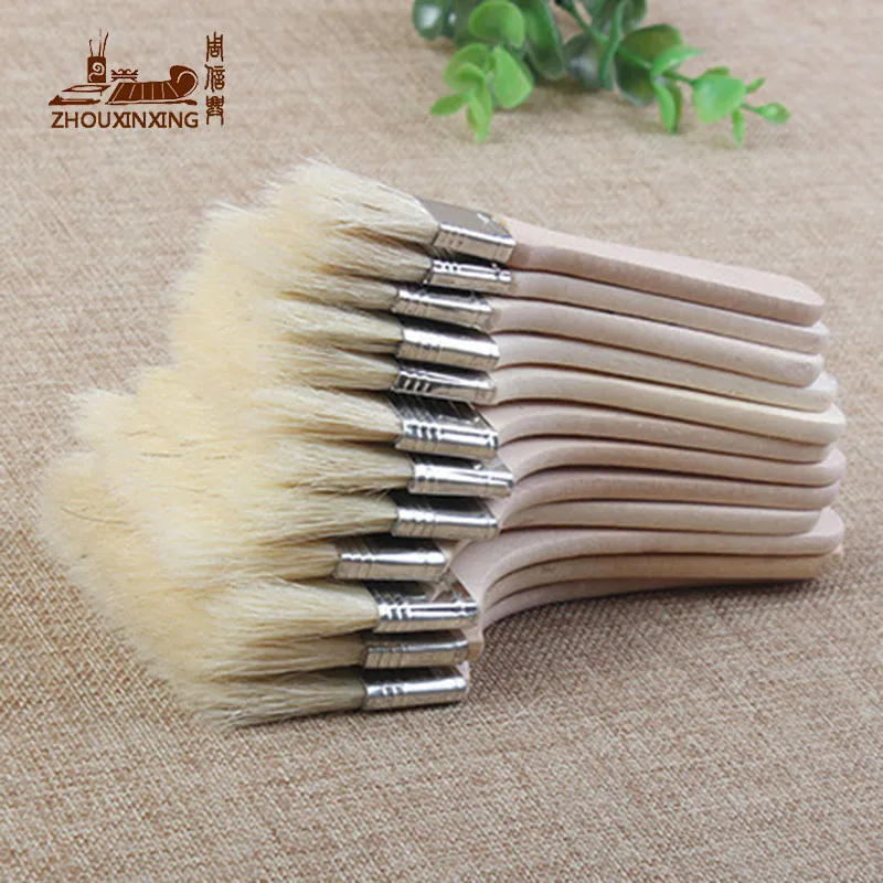 12pcs/Set BBQ paintbrush tool keyboard pig wool dust brush brush artists Kids Art Supplies Easy To Clean wooden cleaning brush