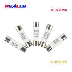 20Pcs 10*38 Fast Blow Ceramic Fuse 10x38mm Fuse 380V 500V 0.5A 1A 2A 3A 4A 5A 6A 8A 10A 16A 20A 25A 32A 40A RO15 RT18 RT14