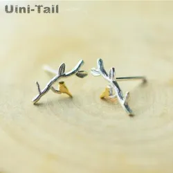 Original design 925 Tibetan silver branch bird earrings wholesale girlfriend ear ornament fresh art style fashion simple gift