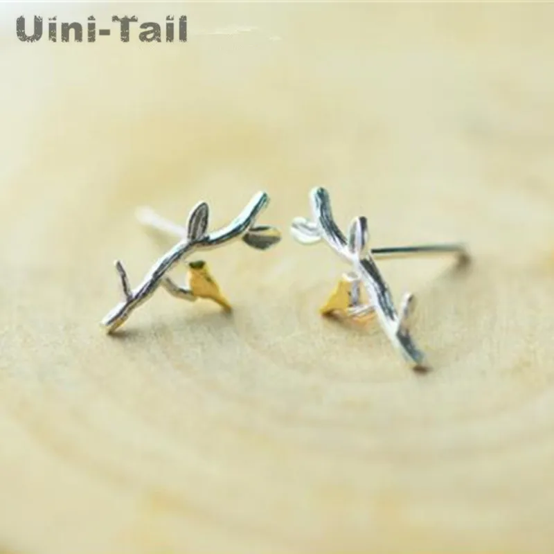 Original design 925 Tibetan silver branch bird earrings wholesale girlfriend ear ornament fresh art style fashion simple gift