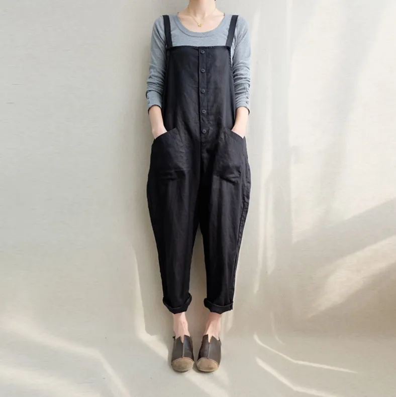 Women  Leisure Clothes Retro Loose Wide Leg Pants College Style Female Overalls 2019 Summer Fashion