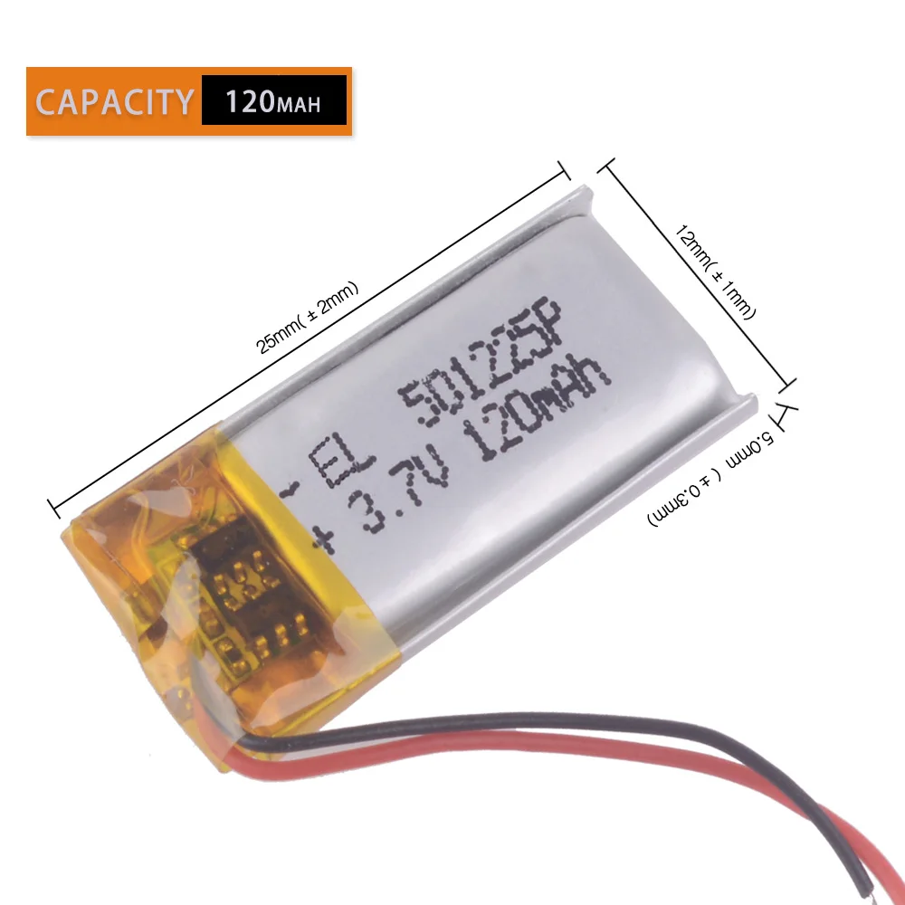 501225 3.7V 120mAh  lithium polymer li Polymer Battery For Bluetooth Headset  Headphone Mp3 Mouse Bracelet  Wrist Watch 051225