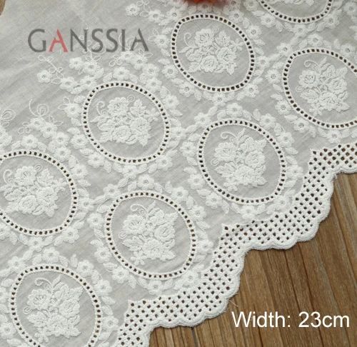 1yard Width:23cm Elegant Rose Design Cotton Fabric Lace Sewing Embroidered Clothing Garment Trim lace Scrapbooking(ss-4819)