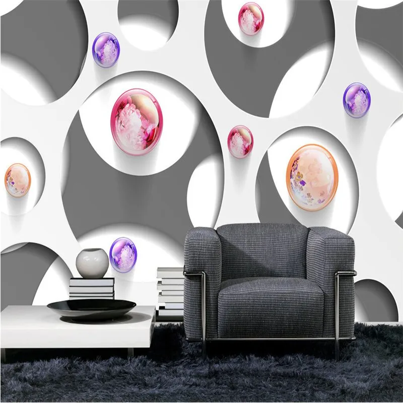 beibehang Modern Background Large Painting Circle Crystal Ball Murales De Pared 3d Wallpaper Hotel Badroom Mural for Living Room