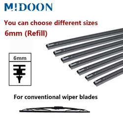 MIDOON Car Vehicle Insert Rubber strip Wiper Blade (Refill) 6mm Soft 14