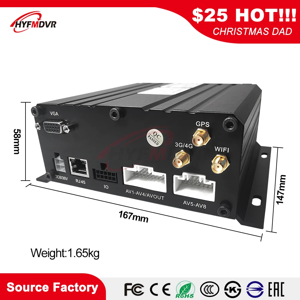 4G GPS WIFI Mobile DVR remote monitoring host Wide voltage DC8V-36V Agricultural locomotive / forklift / excavator / muck car