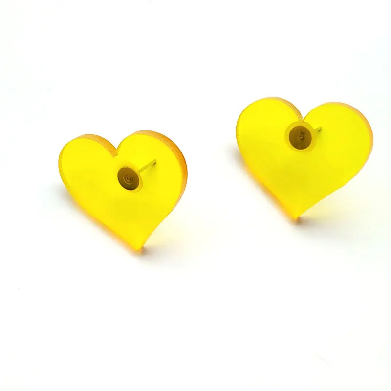 VIVILADY Chic Heart Shape Candy Colorful Acrylic Women Stud Earrings Hot Sale Charming Summer Girl Major Birthday Party Brincos