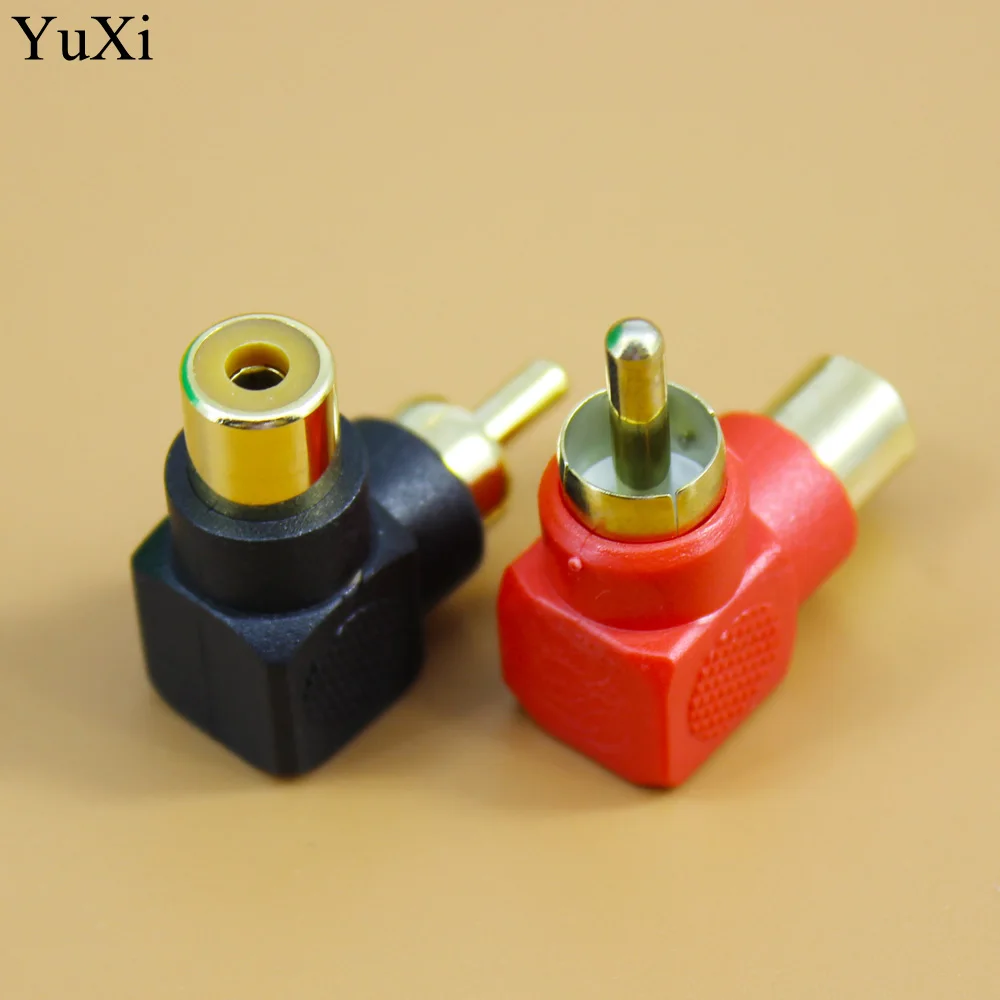 YuXi  RCA Connector Plug Adapters Male to Female 90 Degree Right Angle M/F Gold Plated Connector  DVD Audio Bend Plug