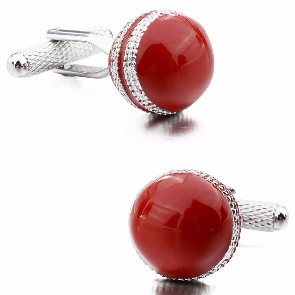 HAWSON Red Enamel Crekit Ball Design Cufflinks Mens Interesting Cuff links for Casual Shirt