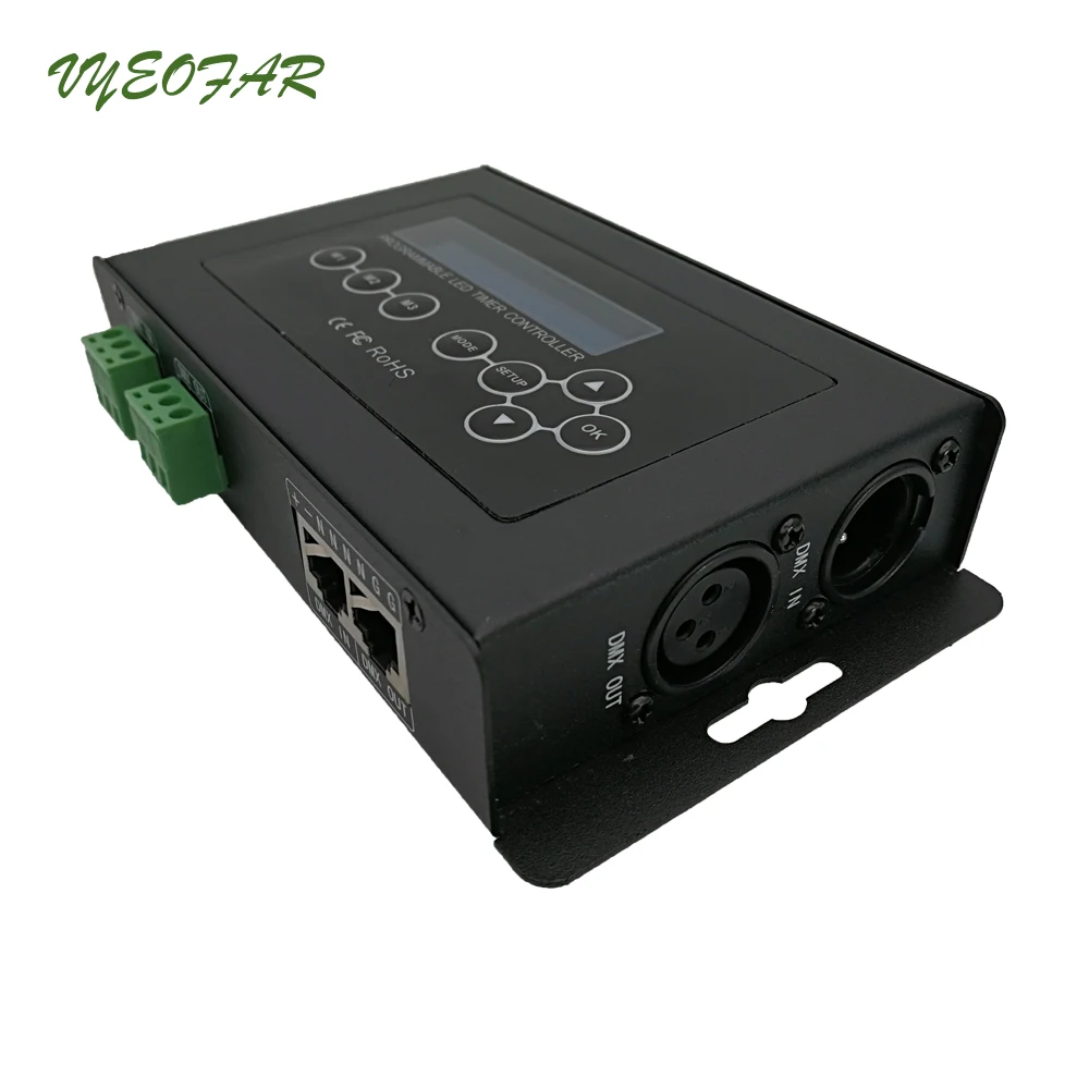 Imagem -02 - Controle de Iluminação Programável Led Dmx Dmx512 Embutida Xlr3 Bloco de Terminais dc 9v Adaptador de Energia Led Único Cct Rgb Rgbw Novo