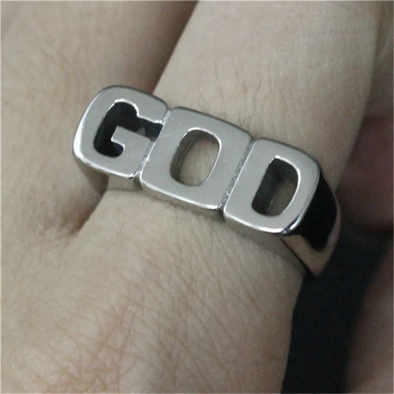 1pc New Arrival Cool Polishing GOD Popular Ring 316L Stainless Steel Fashion Punk Style GOD Unisex Ring