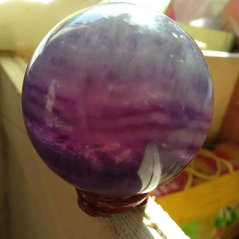 60mm Natural Fluorite Quartz Crystal Sphere Ball Healing