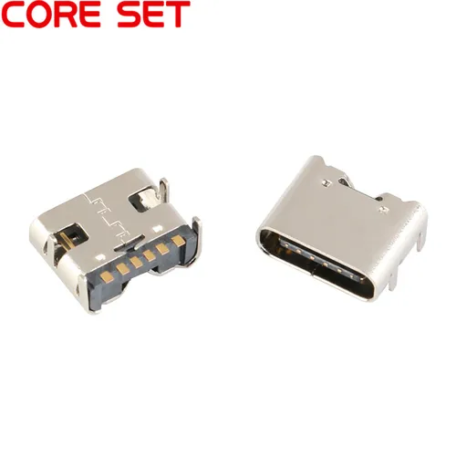 Imagen 2 del producto Conector de enchufe SMT de 6 pines, Micro USB tipo C 3,1, colocación hembra SMD DIP para diseño de PCB, bricolaje, carga de alta corriente, 10 uds./lote