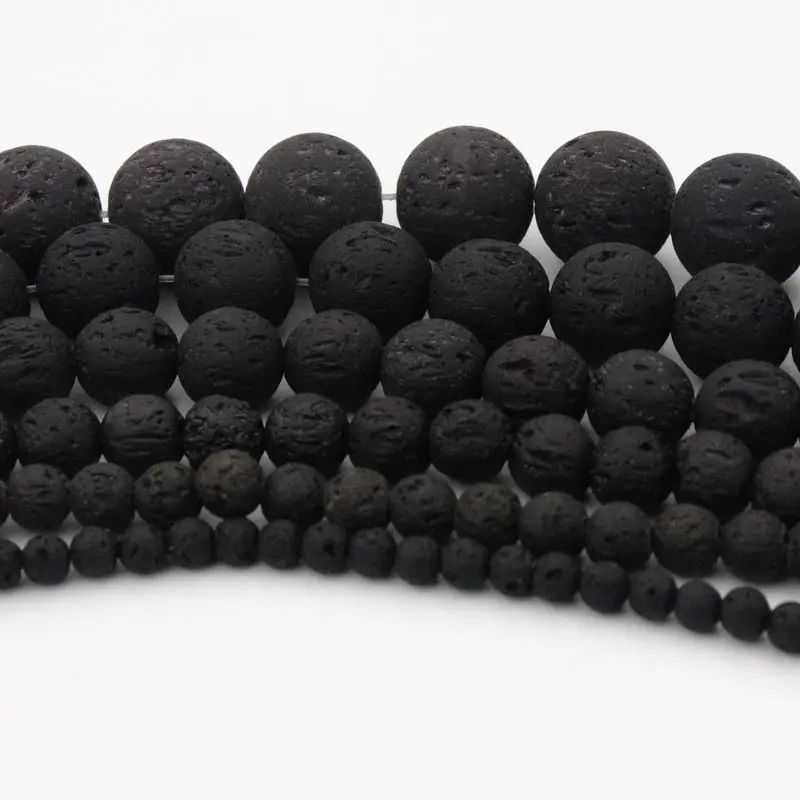 4mm/6mm/8mm/10mm/12mm Lose Spacer Vulkanstein Perlen für Schmuck Finden Halskette Armband DIY Handgemachten Schmuck Zubehör – Detail 2
