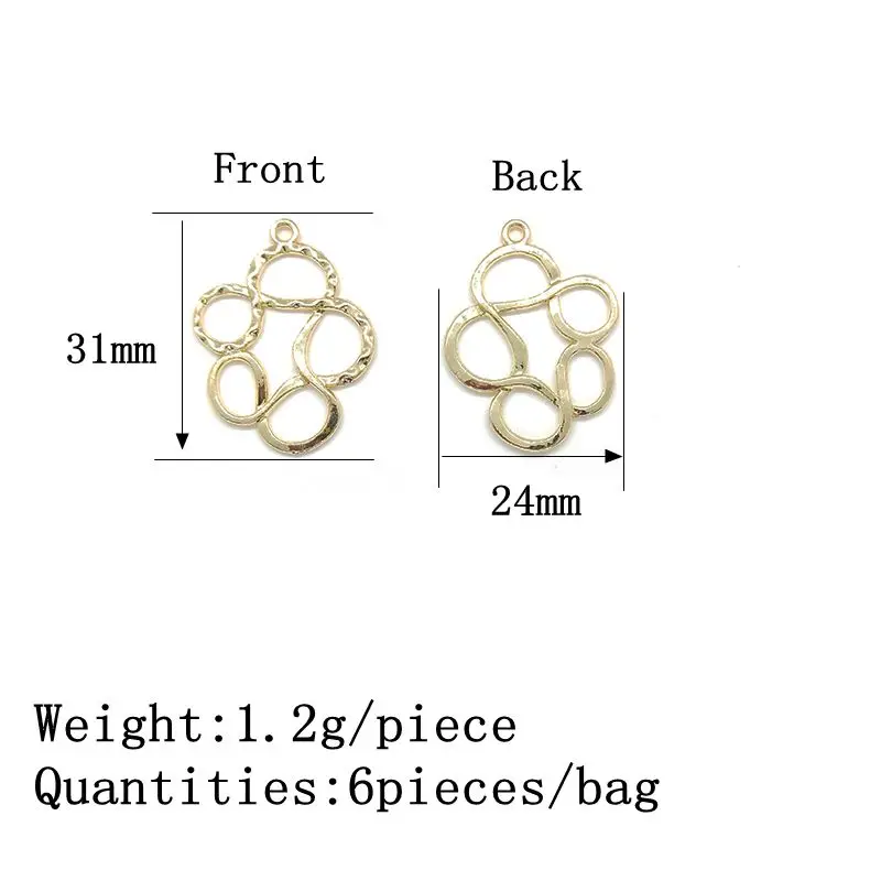 New Fashion 31mm 6pieces/bag Zinc Alloy Gold Flowers Porous Connector Charms Linker for DIY Necklace Earring Jewelry Accessories