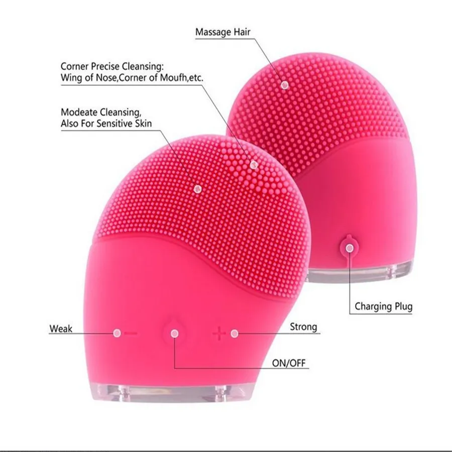 Rechargeble limpador de rosto elétrico vibrar à prova dwaterproof água silicone escova de limpeza massager silicone vibração facial spa massagem