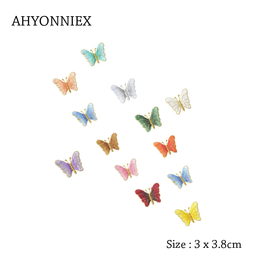 AHYONNIX Butterfly Flower Applique Clothing Embroidery Patch Fabric Sticker Iron on Sew on Patch Craft Sewing Repair Embroidered