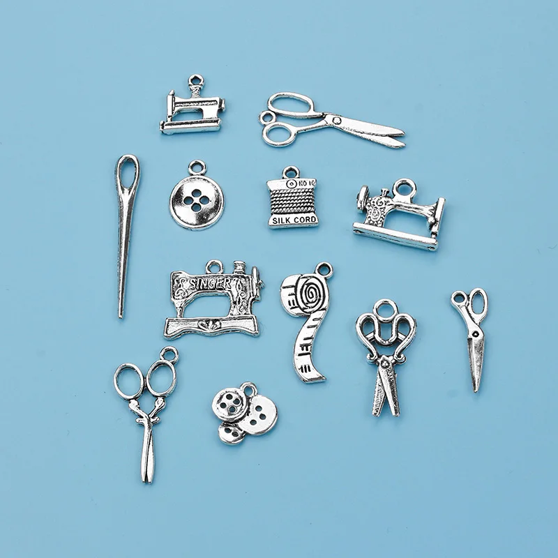 12pcs/lot Mixed Alloy Charms Antique Silver Color Scissors Pendants Jewelry Findings For DIY Handmade Jewelry Making image 4