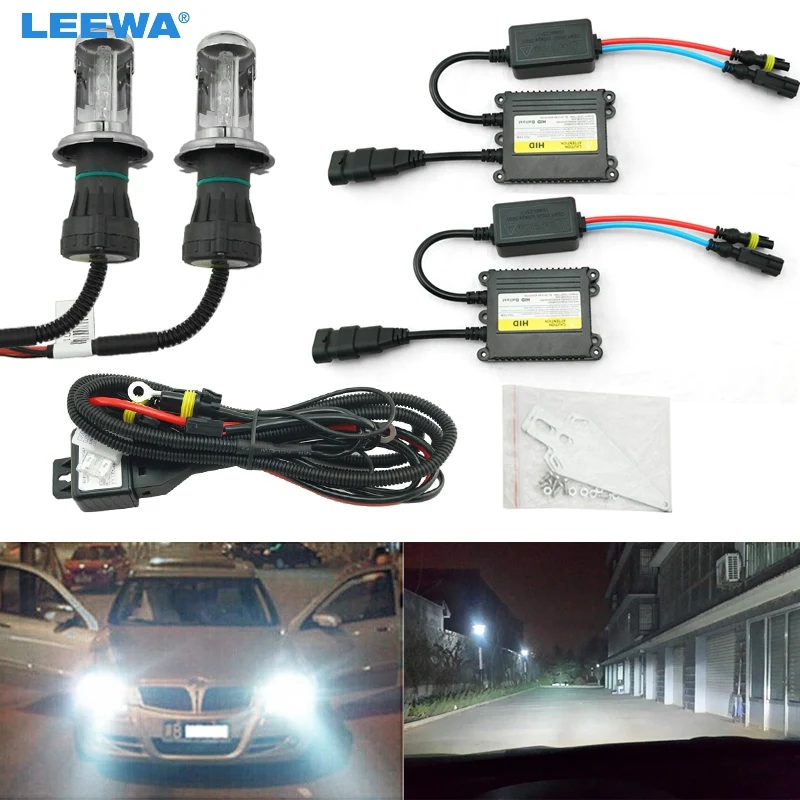 

LEEWA 1set 35W AC Car Headlight H4 HID Xenon Bulb Hi/Lo Beam Bi-Xenon Bulb Light Digital Slim Ballast HID Kit #CA4482