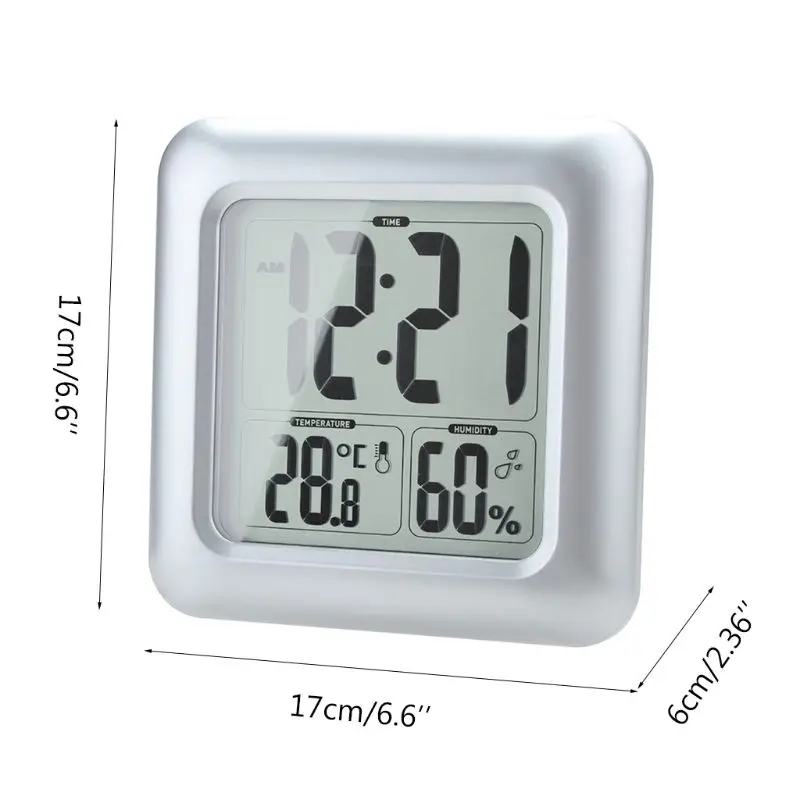 Waterproof Digital Bathroom Shower Wall Clock Thermometer Humidity Time Display
