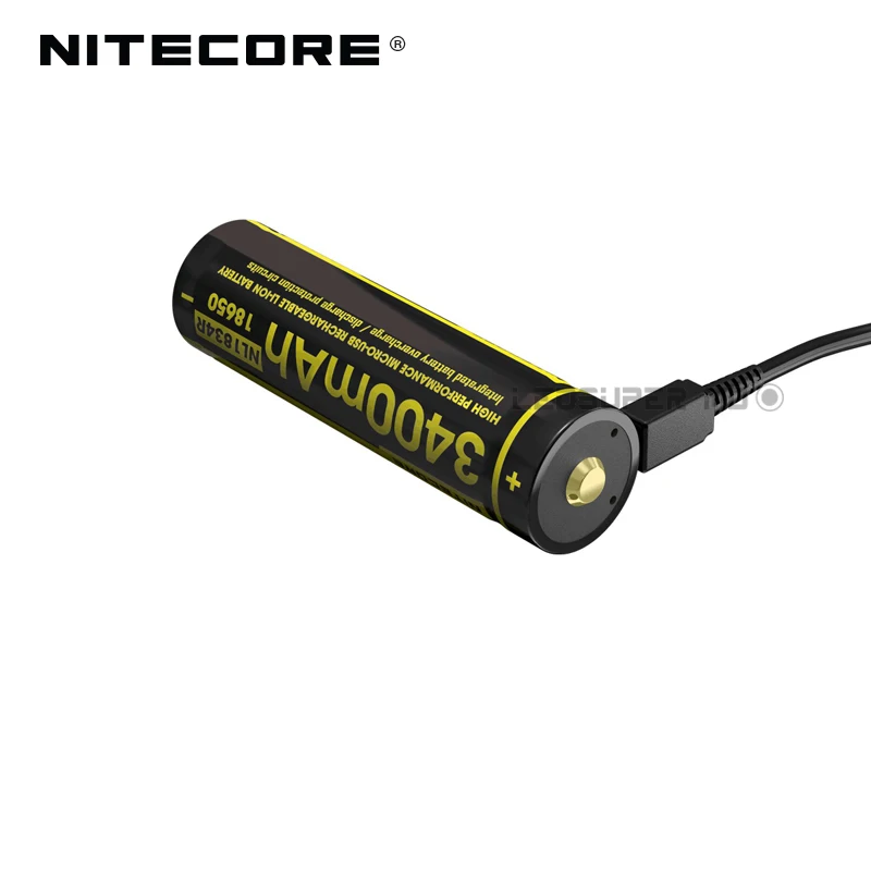 Hot Sale Nitecore NL1834R 3400mAh Micro-USB 18650 Li-ion Rechargeable Battery with Charging Port