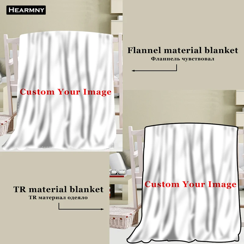 Custom Your Image Blanket DIY Super Soft TR And Flannel Fleece Throw Blanket For Sofa/Beds/Plane Travel Bedding Multi Size