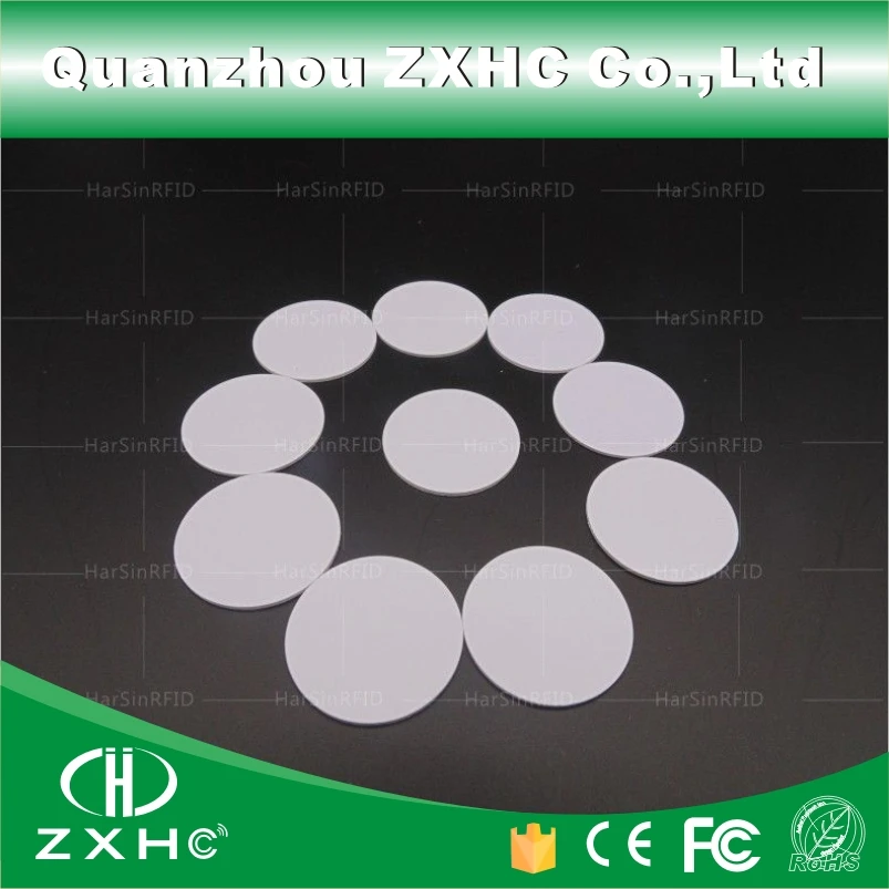 

(10pcs) Round Shape 25mm NFC Tag Ntag216 888 Bytes Plastic PVC Coin Cards Used For Android,IOS And All NFC Phone