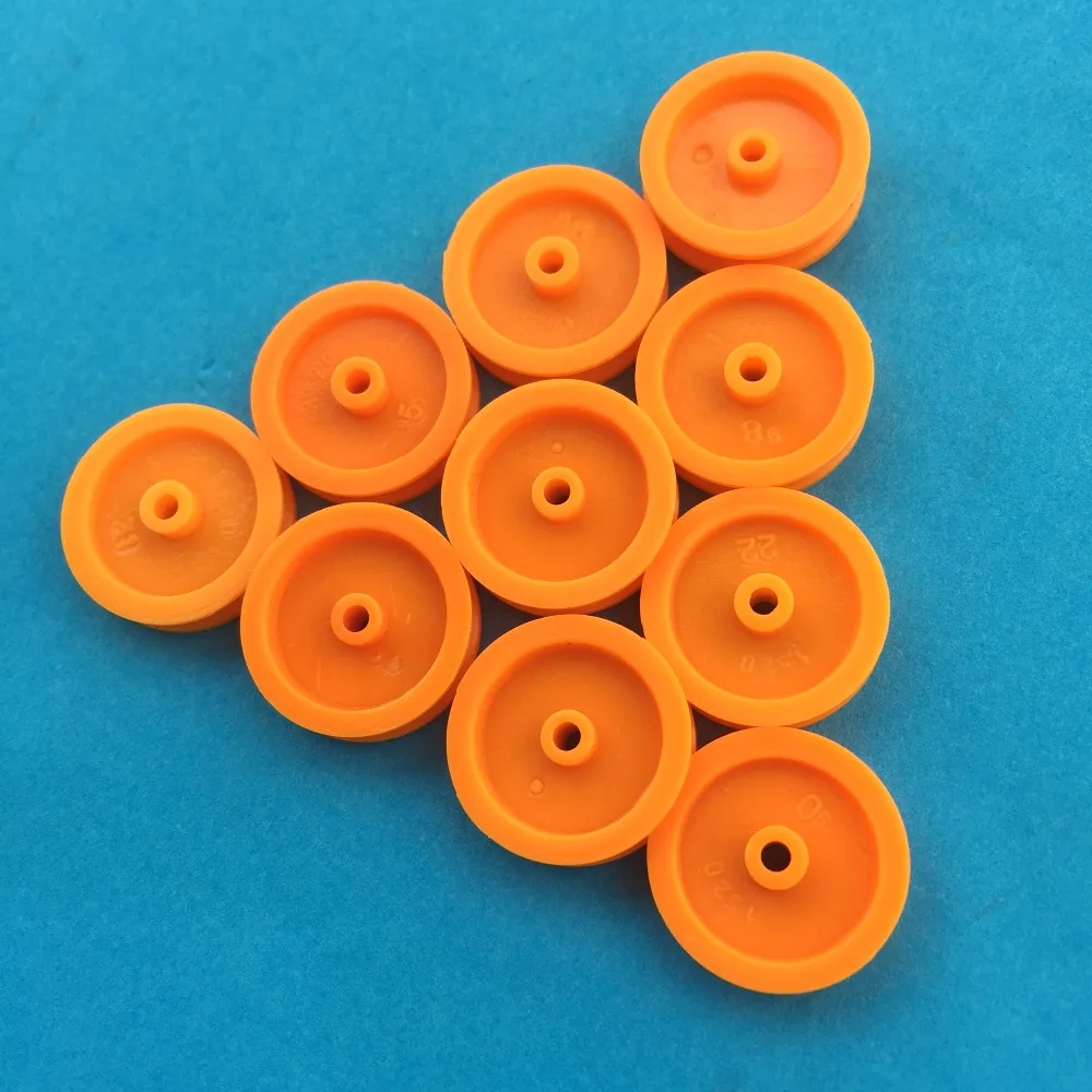 10pcs J347Y 2*17mm Yellow Plastic Model Belt Pulley DIY Micro Motor Transmission Parts Gear Box Mating Parts