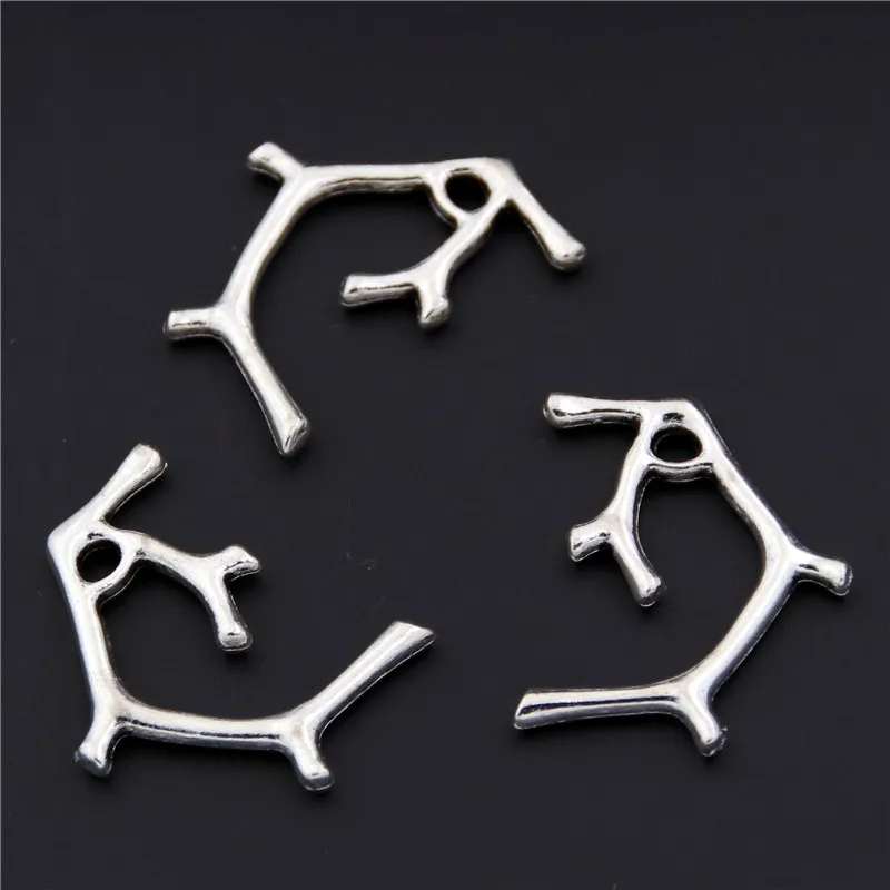 30PCS  Silver Color Branches Shape Pendant DIY Handmade Hanging Crafts Accessory A2431 SALE