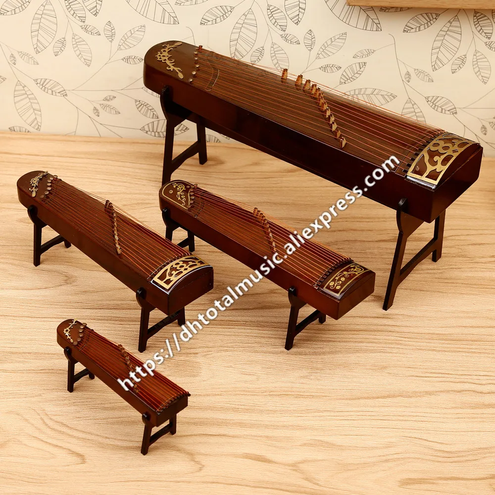 Miniature Guzheng Model Replica with Stand and Case Mini Zither Mini Musical Instrument Ornaments Chinese Traditional Gifts