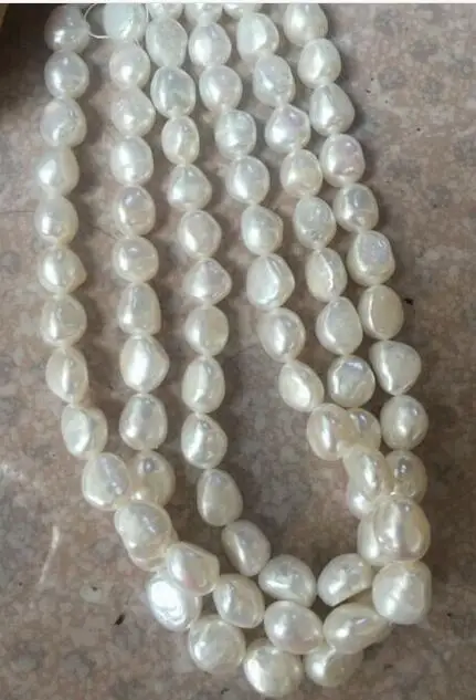 

Beautiful 11-12mm baroque white pearl necklace 36inch 50"